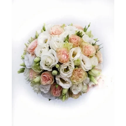Charming Rose & Eustoma Bouquet (White and Peach)
