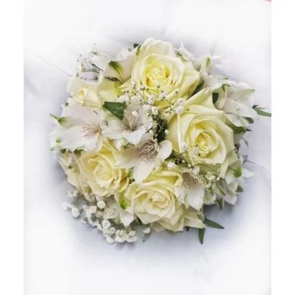 Elegant Bridal Rose Bouquet (White)